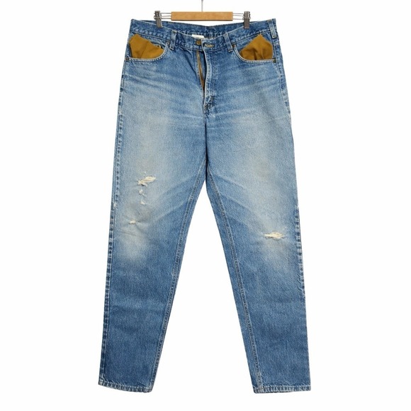 Carhartt Other - VTG Y2K‎ Carhartt B17 DST Light Washed Blue Denim Work Jeans Size 36x34